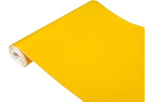 DECOMEISTER Okleina Meblowa Jednokolorowa Folia klejowa Dekoracyjna Samoprzylepna Stół Szafę Regał Drzwi Schody Fronty Meblowe Rolka 45x240 cm Żółty mat