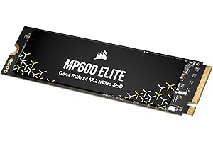 Corsair MP600 Elite 1 to M.2 PCIe Gen4 x4 NVMe SSD - M.2 2280 - Lecture Séquentielle Jusqu'à 7 000 Mo/s - 3D TLC NAND Haute Densité - Noir