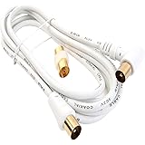 3m Long TV Aerial Right Angle with Plug Adapter - Coaxial Satellite Cable TV Antenna AV Lead Male to Male with RF Connector C
