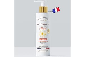 LABEL PROVENCE NATURE Lait corps hydratant Monoi au Lait Frais d'Ânesse Bio + Aloe Vera. Fabrication Française. Tous types de peau. Flacon pompe 250 ml