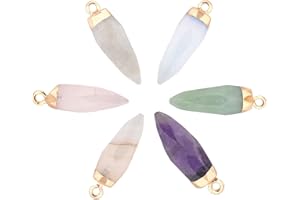 PandaHall 6 Stück Edelstein Quarz Kugel Anhänger, Quarz Facettierte Chakra Stein Kristall Halskette Anhänger Für DIY Schmuckherstellung Halskette Armband