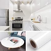 Livelynine Adhesive Foil White Glossy Furniture Foil Self Adhesive Furniture Foil Kitchen Facades Furniture Cabinets