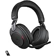 Jabra Evolve2 85 Wireless PC Headset – Noise Cancelling Microsoft Teams Certified Stereo Headphones With Long-Lasting Battery – USB-A Bluetooth Adapter – Black