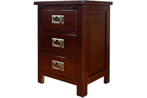 Aurotrice OAK Bedside Table 3 Drawers, Walnut NC Paint Cabinet, OAK Internals W:42 D:32 H:56 CM