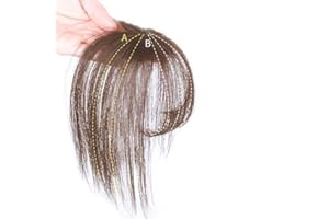 Hidyliu Toppers de Cabello Humano Bang Hair Toppers Extensión Invisible Sin Costuras Fino Limpio (marrón Claro)