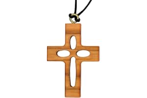Junker Kirchenbedarf Pendentif - Croix ajourée en Bois d'olivier sur Cordon 38mm