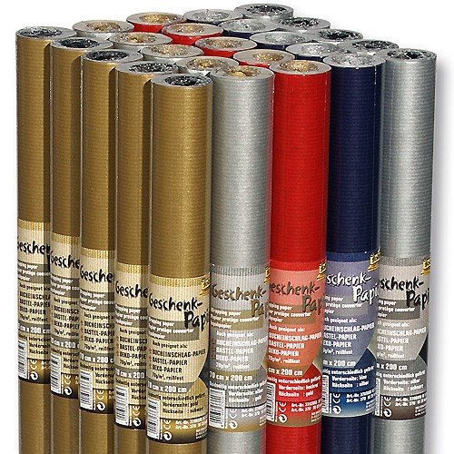FOLIA Geschenkpapier bicolor, beidseitig unterschiedlich gefärbt, Silber-Schwarz, 70 x 200 cm