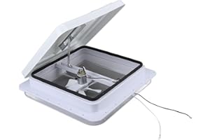 BANAPOY Kit D'évent de Toit Camping-car 35,6Cm avec Ventilateur Réversible 12V - Dispositif Ventilation pour Camping-car Couvercle Blanc Universel