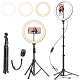 ATUMTEK 12" Luce ad Anello con Treppiede, Ring Light da 3 Modalità di Illuminazione con 10 Luminosità, Luce per Selfie LED pe