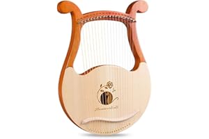 HARELA Lira Arpa 19 Corde Metallica - Strumento Mogano con Chiave Accordatura e Guida Istruzioni (Color: Flowers)