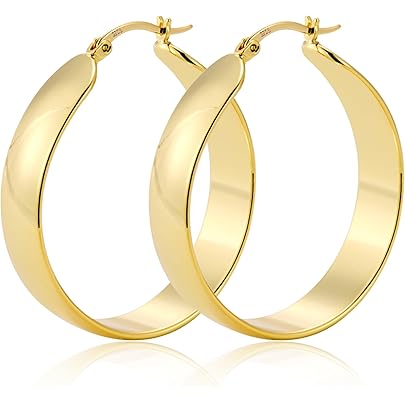 Orecchini A Cerchio Grande In Oro Giallo A Finitura Liscia E - Foto 10