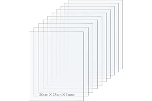 Taiyeestar 10 Pcs Square Clear Acrylic Sheets, 1mm Thick Transparent Plastic Sheet Acrylic Board, for Picture Frame Glass Replacement, Display Projects, Painting, DIY Craft (20 * 25cm)