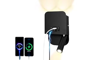 uksunvi LED Reading Light Wall LIGHT USB tipo - C Double charge Electric Zut Switch se puede ajustar 3000K 12W LED Spotlight Light se puede girar (rectangular Luz blanca cálida)