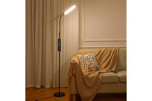 IPARTS EXPERT LED Floor Lamp, 18W Reading Standing Lamps with 4 Color Temperature & 5 Brightness Levels, Dimmable Floor Lamps with Remote Control for Living Room, Bedroom, Office