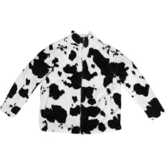 Cow Print Jacket Fluffy Shearling Coat 