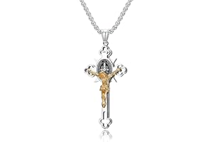 MERTTURM Collier Croix Homme, Collier Croix Chretienne Acier Inoxydable, Chaine 60cm Pendentif Bijoux Chretienne pour Garçon, Adulte(Résistant aux rayures et à la transpiration)