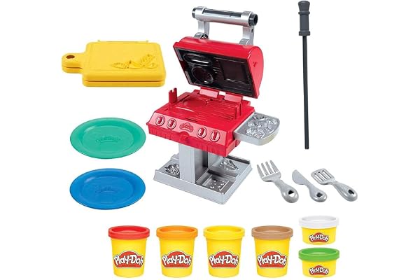 Play-Doh Kitchen Creations Le Roi du Grill avec 6 Pots de pâte à Modeler aux Couleurs variées, pour Enfants, dès 3 Ans