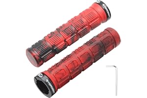 TOPCABIN Bike Grips Double Lock on Locking Bicycle Handlebar Grips Rubber Grips Cycle Bicycle Mountain Bike BMX Floding((Aluminum lock plug + Rubber Camouflage Grips) Red 1 Pair)
