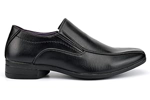 US BRASS Boys U.S.Brass Black Square Toe Slip On Formal Shoes