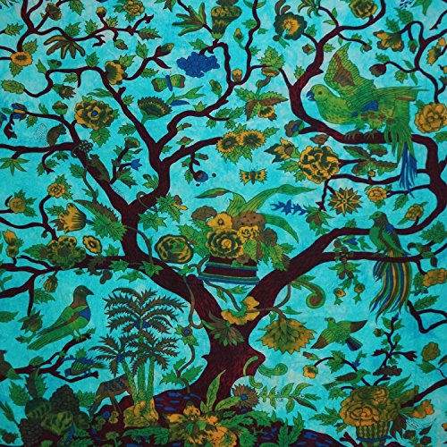 Handicrunch Baum des Lebens Tapisserie Wandbehang Tapisserie Full Größe Bettlaken aus Baumwolle Wandteppiche 92 „x 82“ - 4