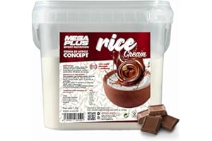 Crema de Arroz - Mega Plus Concept - Crema de arroz en polvo - Sin azúcares añadidos - alto en carbohidratos - Sin Gluten - Sin Lactosa- 1 kg (1 Kg, Choco Nutella)