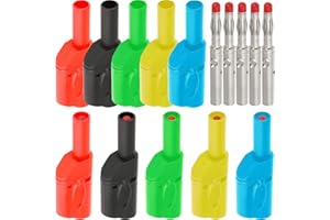 Xiatiaosann 4mm Fiche Banane Femelle vers Mâle Connecteur Coupleur Isolé Banane Prise Jack pour Multimètre Cordons, Fiche Banane Extension Adaptateur, 10 Pièces