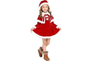 POIUIYQA 3Pcs Costume Babbo Natale Bambina, Vestito Babbo Natale Bambina, Vestiti Babbo Natale Bambina, Abito Babbo Natale Bambina, Vestito Babbo Natale Bimba, Vestito Mamma Natale Bambina