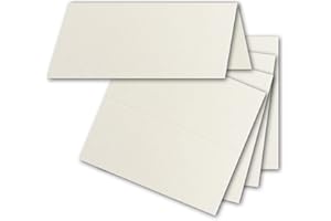 FarbenFroh by GUSTAV NEUSER 50x Tischkarten in Naturweiß/Chamois (Creme) - 4,5 x 10 cm - blanko - Doppel-Karten - als Platzkarten und Namenskarten für Hochzeit und Feste