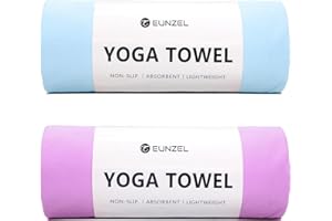 Eunzel Hot Yoga Towel Non Slip Yoga Mat Towel Non-Slip Sweat Absorbent Microfiber Towel for Hot Yoga, Pilates and Workout 72" x 26.5" (Z-Blue/Purple (2 Pack))