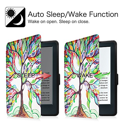 Fintie Hülle für Kindle 8 Generation – Die dünnste Schutzhülle mit auto Sleep / Wake für der Amazon Kindle (8. Generation – 2016 Modell) 6 Zoll eReader, Liebesbaum - 4