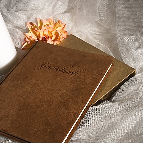 Gästebuch „Indiana“, braun – modernes Gästebuch aus italienischem Wildleder für Ihren Geburtstag oder Ihre Hochzeit - 3