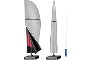 YoungBee Garden Parasol Covers,Outside/Patio Umbrella Cover Waterproof,Anti-UV,Upgraded Tear-Resistant 420D Oxford Large Cantilever Parasol Cover Silver, (265) 50x70x40cm