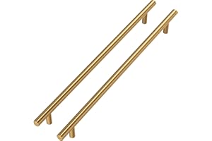 Tirador de puerta para muebles, armarios de cocina o puertas en forma de T de Goldenwarm® de acero inoxidable, color dorado