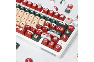 ILYCHEEGAMI Lot de Touches Rondes Mignonnes en PBT à Profil MOA et XDA pour Filles et Enfants, Clavier mécanique ISO ANSI, commutateurs Gateron, Kailh, Cherry MX, Motif de Noël