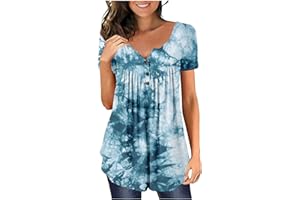 SCBFDI Summer Round Neck Short Sleeve Gradient Tie Dye Print T-Shirt for Women UK Fashion Loose Casual Sports Trendy Tunic Top