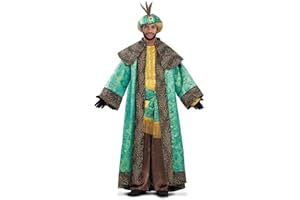 My Other Me - Disfraz para hombre adulto de Rey Mago Baltasar con túnica, gorro, cinturón y camisa en verde y marrón talla M/L Revive la majestuosidad de los Reyes Magos.