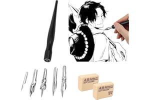 Cutiolly Plumillas Caligrafia,Plumillas Dibujo Comic Caligrafia,Plumillas Dibujo Manga,Pluma Para Cómics de Caligrafía,Juego de Bolígrafos de Caligrafía con 1 Portaplumas y 5 Plumillas (1pcs)