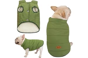 Tineer Vestiti Invernali per Cani da Compagnia Cute Pet Warm Jacket Vest Coat Bulldog Francese Gilet Caldo Suit (L, Verde)