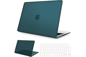 NPUOLS Funda para MacBook Air 13,6 Pulgadas M3 M2 2024 2022 Modelo A3113 A2681 con Touch ID, Mate Plástico Dura Carcasa Funda Protectora Fina Resistente + Cubierta de Teclado TPU EU, Verde Azulado