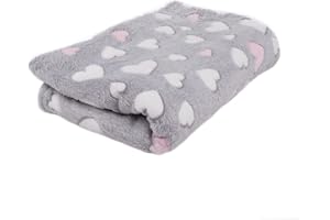 BOUTIQUE ZOO Koc dla psa, kota, koc polarowy dla psów i kotów, koc dla zwierząt domowych, koc dla małych i średnich psów, kotów, kolor: różowe serca, wymiary: 75 x 100 cm