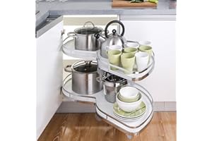 XEMQENER Kitchen Blind Corner Pull-Out Shelving Unit Organizer 2 Tiers Swing Tray for 900-1000mm Cabinet
