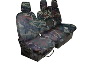 FSW - Green Camo Transit Custom Tailored Van Seat Covers - Heavy Duty Single And Double Passenger With Carpet Mat Set Of Waterproof Ford Transit Custom Seat Covers, Seat Protector - UK Manufactured