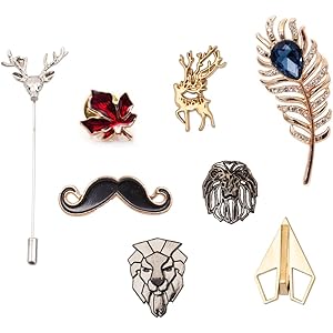 Combo of Vibhavari Men's Brooch/Lapel Pin (Pack of 7)