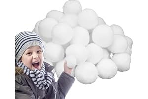 POPOYU Künstliche Schneebälle Werfer Indoor 5cm,6cm,7cm,30 St Weiß Plüsch Schneeball zum Aufhängen,Wattebällchen Künstlicher Schnee Kunstschnee Deko für Kinder Innen Schneeballschlacht Weihnachtsbäume