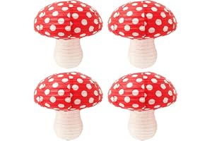 Laroal 4st svampformade papperslyktor Dekorativ lampskärm Rund lykta Papper Jungle Wonderland Temafest Födelsedagsfest Trädgå
