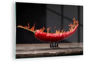 ARTTOR Moderne Impression sur Verre Piment paprika organique agriculture Image Tableau en Verre Decoration Murale 70x50cm Deco Salon Chambre Horizontal Petit Tableaux Decoratifs Muraux Art GAA70x50-3193