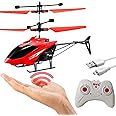 KIDZYMON® Outdoor and Indoor Flying Helicopter with Remote Control | Electronic Radio RC Remote Control Toy | Charging Helicopter with 3D Light & Safety Sensor for Kids - Pack of 1 (Red Color)