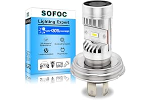 SOFOC Ampoule P45T R2 Led Ventilateur De Refroidissement Intégré 5000Lm Phare De Moto 6V 12V 24V Compatible Avec 6-24V AC/DC 15W Csp Blanc Plus Lumineux 1Pcs