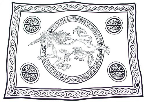 1 World Sarongs Womens Celtic Swimsuit Cover-Up Sarong Unicorn in Black / White