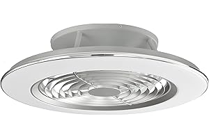 Mantra Iluminación. Modelo ALISIO MINI. Ventilador y plafón de techo de 52,5 cm de diámetro en color blanco. Fuente de luz LED 70W 2700K-5000K 4900lm. Ventilador 30W